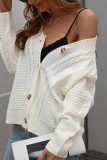 Open Front Button Cable Knit Cardigan