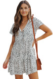Beige Ditsy Print Casual Babydoll Dress
