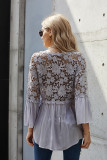 Gray Crochet Lace Button Top