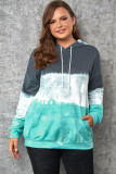 Green Gradient Colorblock Pullover Hoodie