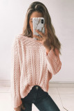 Pink Solid Drop Shoulder Knit Sweater