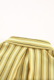 Yellow Striped Buttons Closure Long Sleeve Shirt