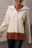 Half Zipper Color Block Pullover Sweaters