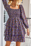 Smocked Tiered Long Sleeves Floral Dress