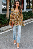 Multicolor Floral Printed Front Tie V Neck Blouse