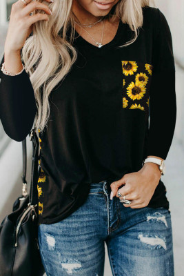 Sunflower Patch Pocket Long Sleeve Top