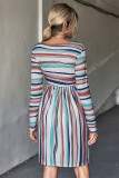 Color Block Stripes Long Sleeves Dress