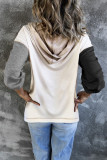 Gray Colorblock V Neck Long Sleeve Hoodie