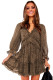 Leopard Ruffle Detailing Open Back Floral Dress