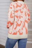 Cow Print Long Sleeve Pullover Sweater