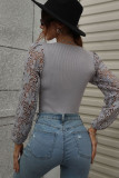 Hollow Out Lace Sleeves Knit Sweaters