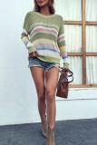 Coorful Stripes Hollow Out Sweater Unishe Wholesale