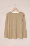 Khaki Round Neck Loose Long Sleeve Top