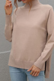 Stand Up Neck Plain Basic Pullover Sweaters
