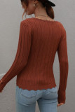 Button Sleeves Square Neck Knit Sweaters