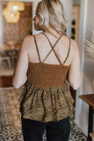 Leopard Contrast Print Lace Strappy Bralette Top