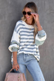 Stripe Drop Shoulder Striped Pullover Sweatshirt