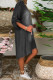 V Neck Button Washed Denim Dress
