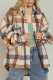Khaki Plaid Open Button Pockets Coat