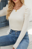 Plain Puff Long Sleeves Knit Top