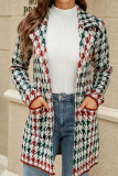 Houndstooh Lapel Front Open Coat