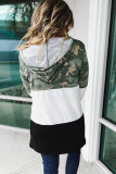 Army Camo Colorblock Hooded Cardigan