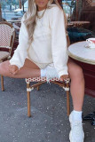 Letter Embroidery White Pullover Sweatshirt