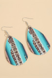 Western Stripe Leopard Print PU Earrings MOQ 5pcs