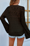 V Neck Hollow Out Bell Sleeves Sweater Unishe Wholesale