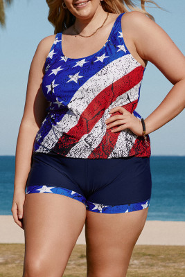 American Flag Print Tankini Plus Size Swimwear