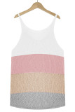 Color Block and Plain U Neck Knit Tank Top