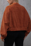 Corduroy Open Button Plus Size Shackets