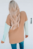 Green Floral Print Color Block Patchwork Top
