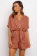 Rust V Neck Tunic Romper with Pockets