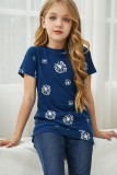 Blue Dandelion Print Little Girl Tee