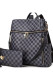 Plaid Large Capacity Zip Up Backpack Handbag