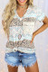 Aztec Leopard Splicing Print Top with Lace Pocket