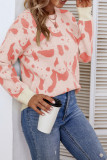 Cow Print Long Sleeve Pullover Sweater