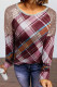 Sequin Shoulder Splicing Plaid Long Sleeve Top