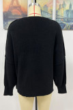 Plain Hem Side Split Knit Pullover Sweater