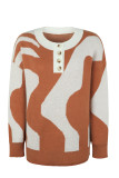 Cow Pattern Button Knitting Pullover Sweater