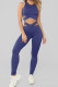 Sky Blue Crisscross Sports Bra and Leggings Set