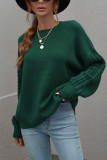 Cable Knit Sleeves Plain Pullover Sweaters