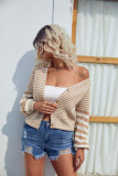 Stripe in Stripe Open Button Short Sweater Cardigans