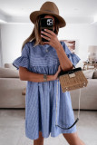 Ruffled Sleeves Striped Babydoll Mini Dress