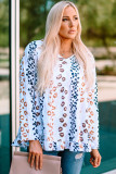 Leopard Color Block Babydoll Blouse