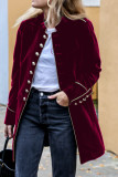 Plain Button Up Velvet Coat