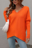 Front Back V Neck Plain Loose Pullover Sweaters