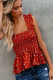 Red Floral Smock Tank