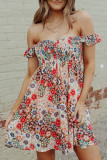 Red Off The Shoulder Floral Dress